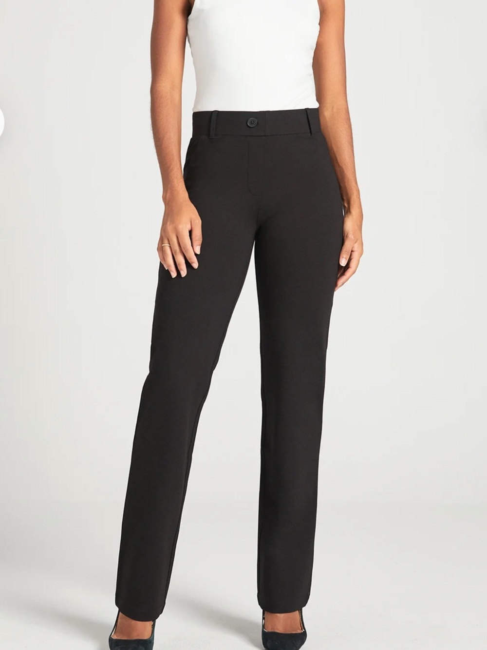 Betabrand Straight Leg Dress Pant Yoga Pant Medium Long Black